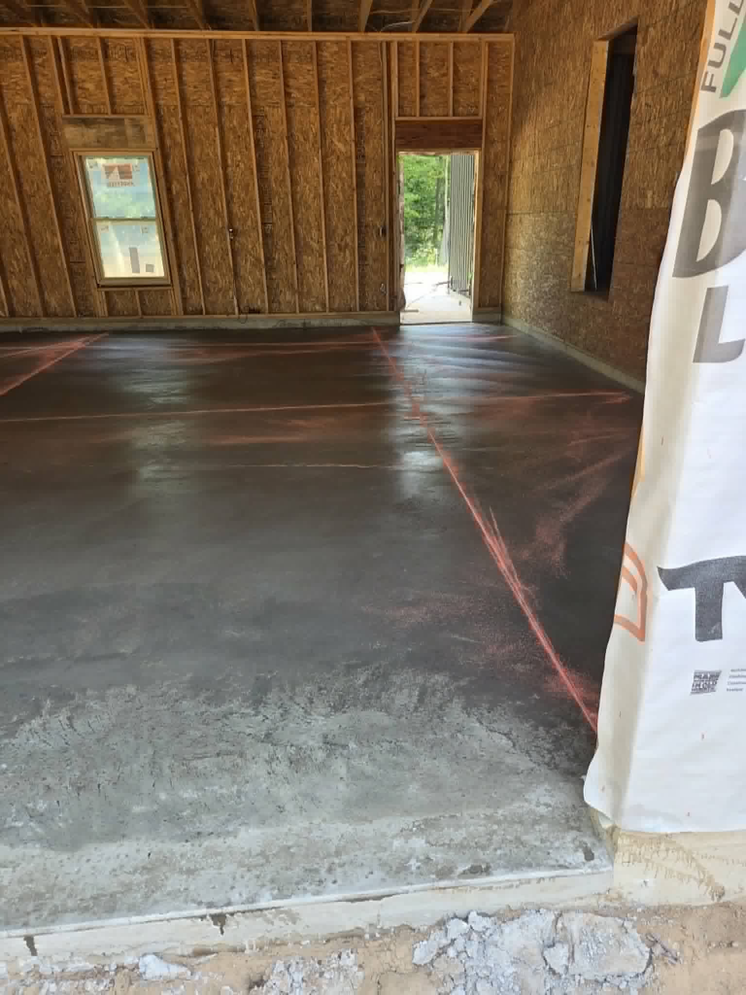 Garage floor concrete pour