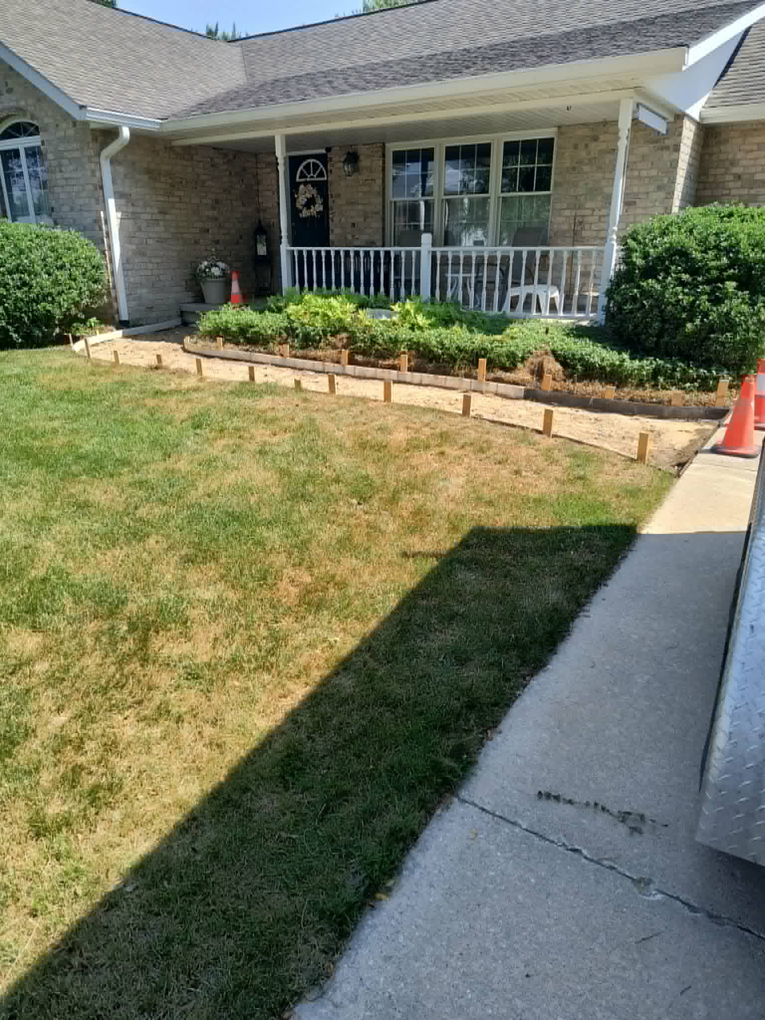 Concrete sidewalk and steps
